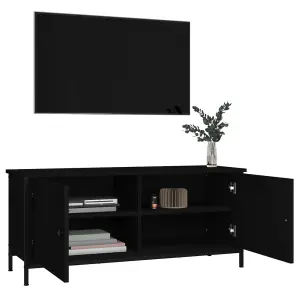 Berkfield TV Cabinet with Doors Black 102x35x45 cm Engineered Wood