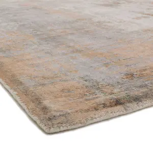 Grey Viscose Easy to clean Abstract Handmade , Luxurious , Modern Rug for Living Room, Bedroom - 160cm X 230cm