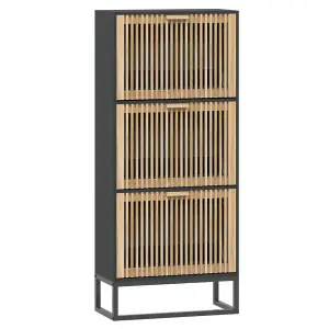 Berkfield Shoe Cabinet Black 52x25x120 cm Engineered Wood