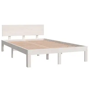 Berkfield Bed Frame White Solid Wood Pine 120x200 cm