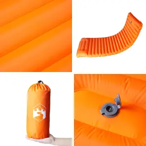 Self Inflating Camping Mattress with Pillow 1-Person Orange