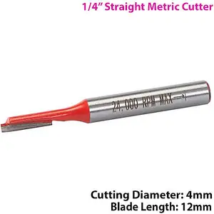 1/4" SHANK 4mm x 12mm Tungsten Carbide Straight Router Bit Worktop Wood Cutter