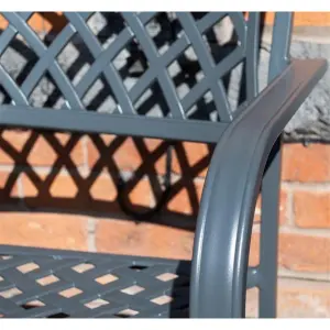 2 Seater Vienna Aluminium Garden Bench - Gunmetal Grey