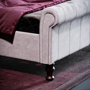 Vida Designs Violetta Light Grey Velvet 4ft6 Double Bed Frame, 190 x 135cm