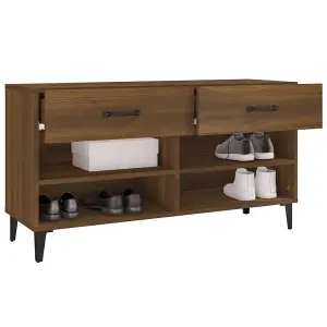 Berkfield Shoe Cabinet Brown Oak 102x35x55 cm Engineered Wood