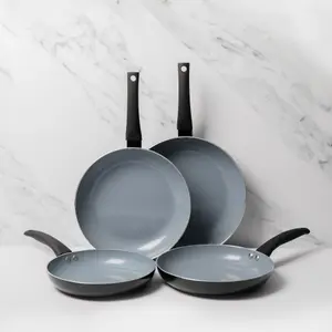 4pc Ceramic Non-Stick Eco Frying Pan Set with 4x Induction-Safe Frying Pans, 24cm, 26cm, 28cm and 30cm