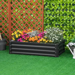 Outsunny Raised Garden Bed Elevated Planter Box for Flowers Grey