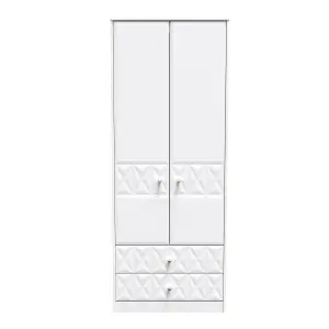 Toledo 2 Door 2 Drawer Wardrobe in White Matt (Ready Assembled)