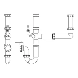 FloPlast 2 bowl Kitchen sink waste kit, (Dia)40mm