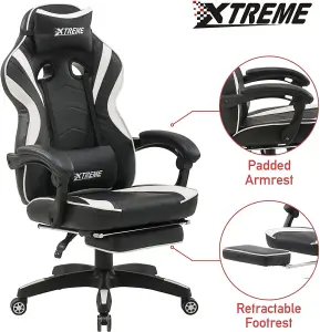 Olsen & Smith XTREME New and Improved 2024 Model Gaming Chair Ergonomic Office Desk PC Computer Recliner Swivel Chair(Black/White)