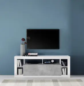 Viola 1 Door 172cm White Gloss and Concrete Grey TV Stand