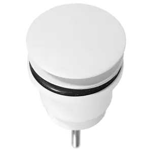 SPARES2GO Clicker Basin Waste Plug 1 1/4" 60mm Click Clack Bathroom Sink Pop Up Push Dome (Matt White)