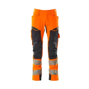 Mascot Accelerate Safe Trousers with Kneepad Pockets - Hi-Vis Orange/Dark Navy   (38.5) (Leg Length - Short)