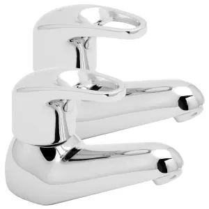 Deva Lace Modern Bathroom Basin Taps Pair - Chrome - Toilet Sink Hot & Cold Tap