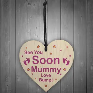 See You Soon Mummy Love Bump Wooden Heart Mummy Gift Bump Gifts Keepsake