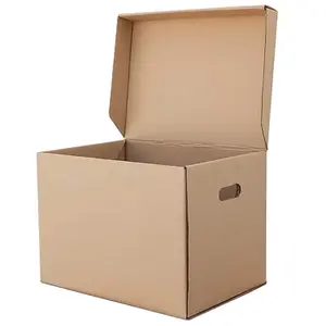 3 x Brown 15x12x9" Archive Boxes With Hinged Lids Perfect For Storing Files & Folders