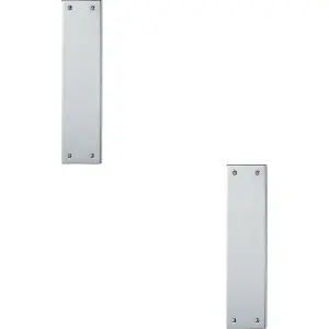 2x Plain Victorian Door Finger Plate 298 x 73mm Polished Chrome Push Plate