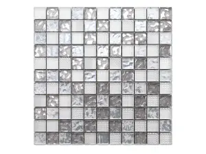 Glass mosaic on mesh for bathroom or kitchen 300mm x 300mm - Titanic