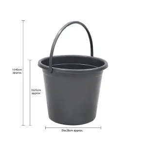 JVL 10 Litre Round  Recycled Plastic Bucket, Grey