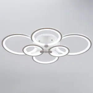 Modern 6 Light Circular LED Semi Flush Ceiling Light Fixture for Nordic Decor Cool White 75cm