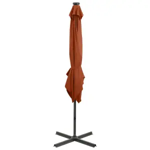 Berkfield Cantilever Umbrella with Pole and LED Lights Terracotta 250 cm