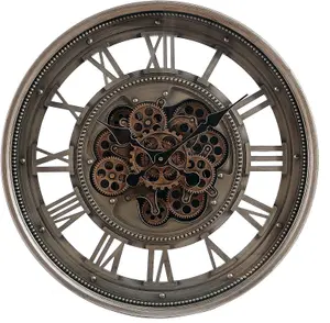 Wadan 60cm Bronze Mechanical Moving Gears Wall Clock Clear Numbers Easy to Read Battery Operated Analogue Wall Clock