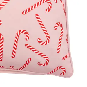 Gallery™ Pink Candy Cane Indoor Christmas Cushion (L)45cm x (W)45cm