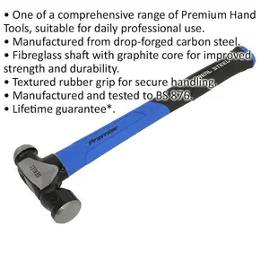 High-Quality 32oz Ball Pein Hammer with Fibreglass Shaft and Rubber Grip