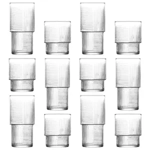 LAV 12pc Helen Stacking Highball Glasses & Whisky Tumblers Set