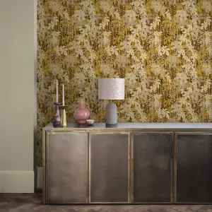 Clarissa Hulse Canopy Antique Yellow & Gold effect Smooth Wallpaper