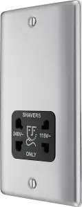 BG Nexus Shaver Socket Dual Voltage 115-230V Brushed Steel - NBS20B