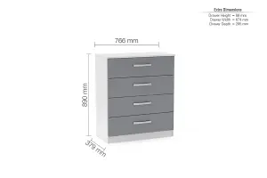 Birlea Lynx 4 Drawer Chest White & Grey