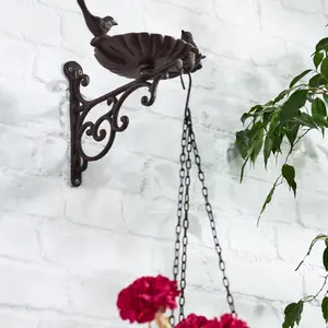 Cast Iron Outdoor Garden Bird Feeder Bird Dish with Bracket