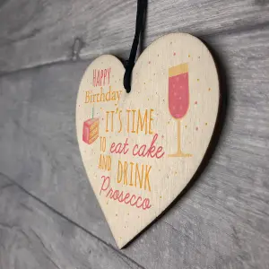 Red Ocean Cake Prosecco Happy Birthday Wooden Heart Mum Nan Daughter Best Friend Funny Card Gift