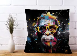 Coloured Splashart Monkey Face Cushions 45cm x 45cm