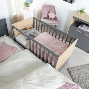 The Anna 2 in 1 Cot Bed - 60 x 120 cm, anthracite / Kent oak decor