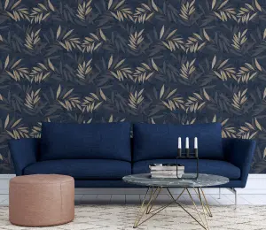 Arthouse Luxury Leaf Navy Champagne Arthouse