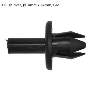 20 PACK Black Push Rivet Trim Clip - 14mm x 24mm - Suitable for GM Vehicles