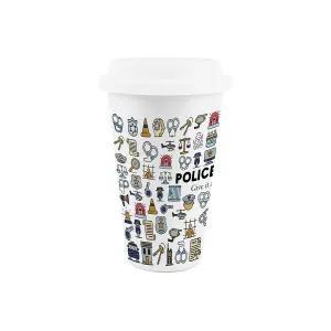 Police Officer Ceramic Travel Mug - Novelty Policeman/Policewoman Gifts/Presents - Double-Walled Insulated Drinks Flask Cup