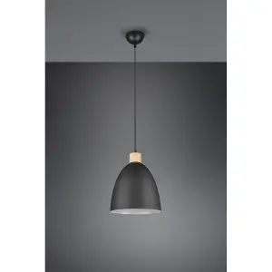 Luminosa Jagger Modern 25cm Dome Pendant Ceiling Light Black Matt - UK Stock