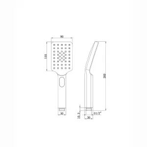 ENKI Modern Chrome Square 3-Setting Handheld Shower Head E05