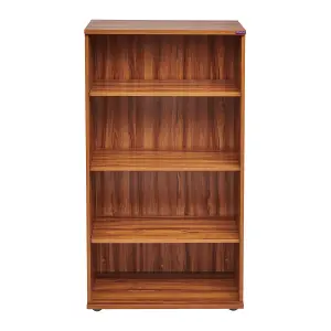 Nautilus Designs 3 Shelf Bookcase Cupboard Storage Walnut Effect (H)1600mm (W)800mm