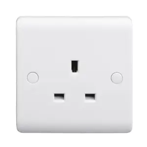 LAP White Single 13A Unswitched Socket with Colour matched inserts