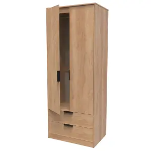 Fuji 2 Door 2 Drawer Wardrobe in Nebraska Oak (Ready Assembled)