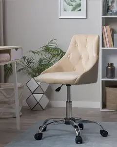 Desk Chair Velvet Beige PARRISH