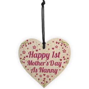 Red Ocean First Mothers Day Gift 1st Mothers Day Card Wooden Heart Nanny Gift Nan Gift Keepsake Plaque