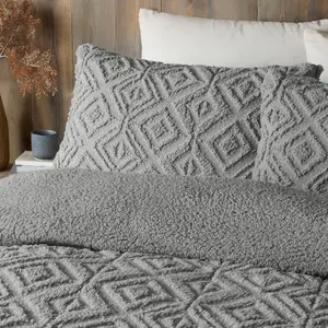 Romo Grey Fleece & Sherpa Duvet Cover Set