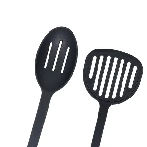 Cooking Utensils Set 5-Piece Black Matte Non-Stick Ladle Slotted Spoon Turner