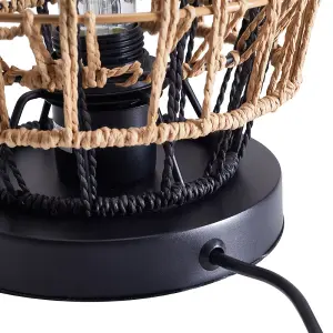 Simple E14 Black Handmade Twine Lamp Shade Table Lamp