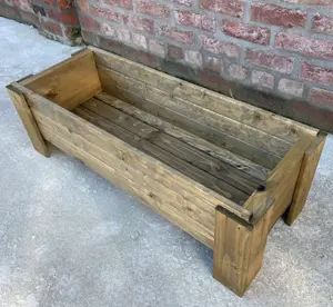 Wooden Raised Garden Planter Veg Herb Box Heavy Duty (W)90cm (H)33cm